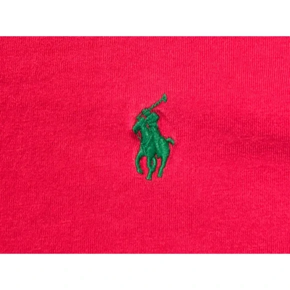 Polo Ralph Lauren Mens XXL Red V-Neck T-Shirt Classic Fit Green Pony Logo - Picture 7 of 7